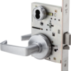 KIT - 45H Series Mortise Lock, Passage Function, Angled Return Lever with H Rose (2-3/4in Diameter), No Cylinder, Non-Keyed, 626/US26D Satin Chrome