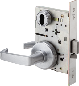 KIT - 45H Series Mortise Lock, Angled Return Lever with H Rose (2-3/4in Diameter), No Cylinder, Non-Keyed, 626/US26D Satin Chrome