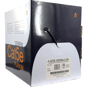 Cat5e-350 MHz, 4 Twisted Pairs, 24 AWG, Unshielded, Plenum Jacket, Black 1000ft Box Cat5e-350 MHz, 4 Twisted Pairs, 24 AWG, Unshielded, Plenum Jacket, Black 1000ft Box