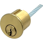 Rim Cylinder 1-1/8in Corbin 60, 5-Pin, Drilled 6, Keyed Alike in Pairs, 605/US3 Bright Brass