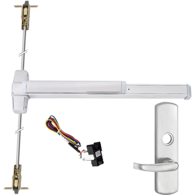 KIT - RX Request to Exit, Heavy Duty Grooved CVR Concealed Vertical Rod Exit Device, 996L-17 Lever Trim (Rim Cylinder Required), Key Locks/Unlocks Trim, LHR Left Hand Reverse/Reversible Handing (Snap Ring Tool Required), 48in x 80in-100in Adjustable, Hex Dogging, Grade 1, 99 Series, 626/US26D Satin Chrome